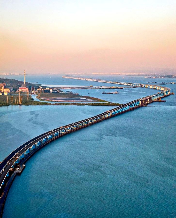 Atal Setu crossing Mumbai Harbour towards Navi Mumbai